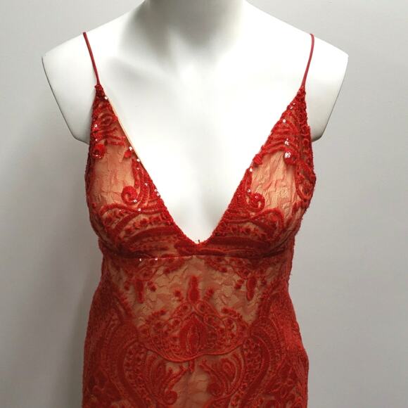 Free People Night Shimmer Mini Dress Sequined Red Womens Size 0 Holiday Glam - Picture 2 of 14